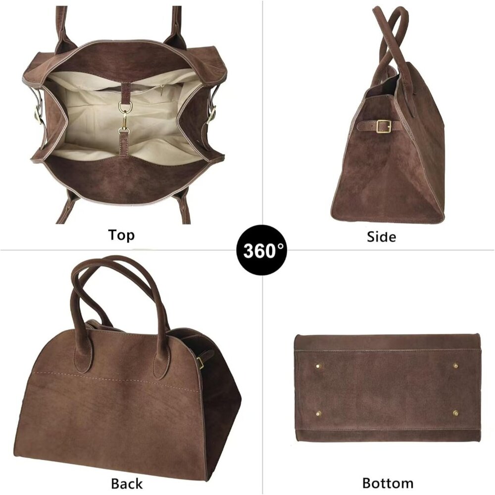 Versatile Large Suede Handbag With Detachable Str… - image 5